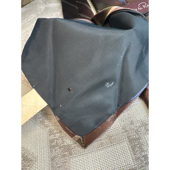 Oscar‎ de la Renta VTG Silk Tie Brown Blue Green Tan Striped Diagonal  Necktie - Picture 6 of 6